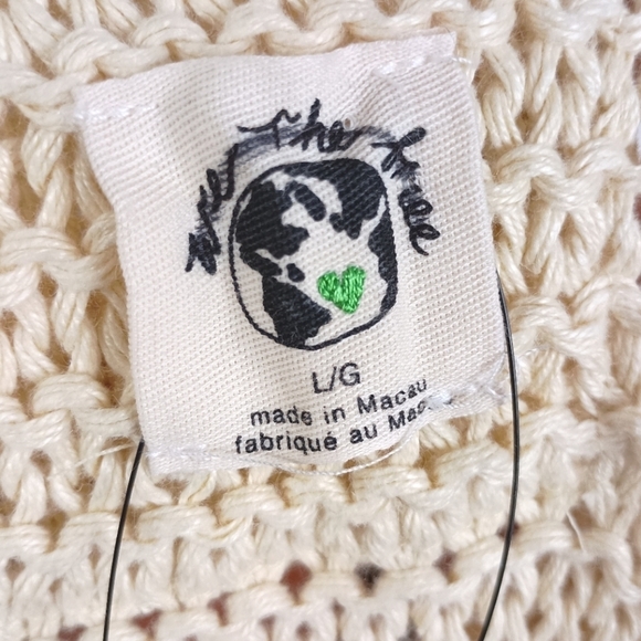 New Free People We The Free Heirloom Collection Linen Open Knit Sweater Large - Picture 6 of 7